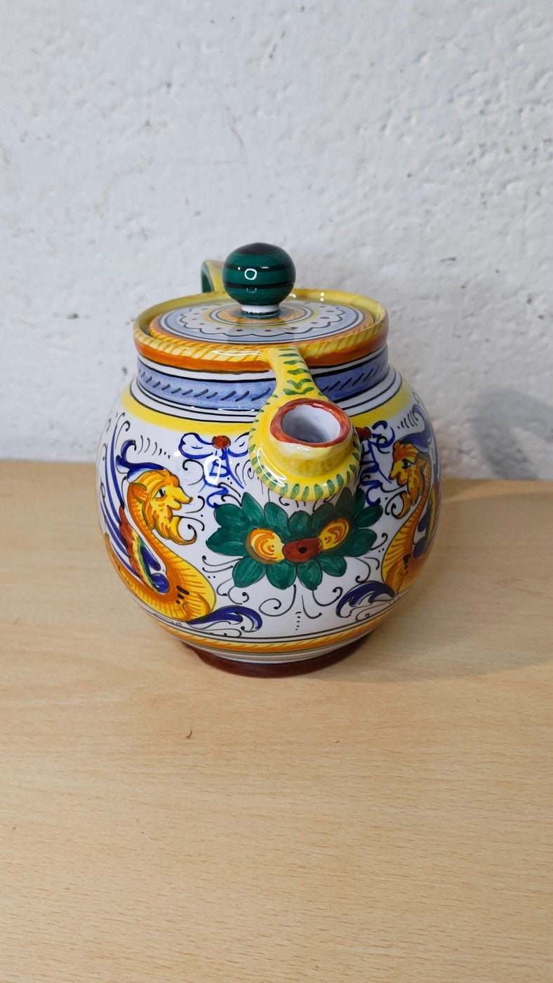 Teiera Deruta in Ceramica - Decorazione Artigianale Made in Italy