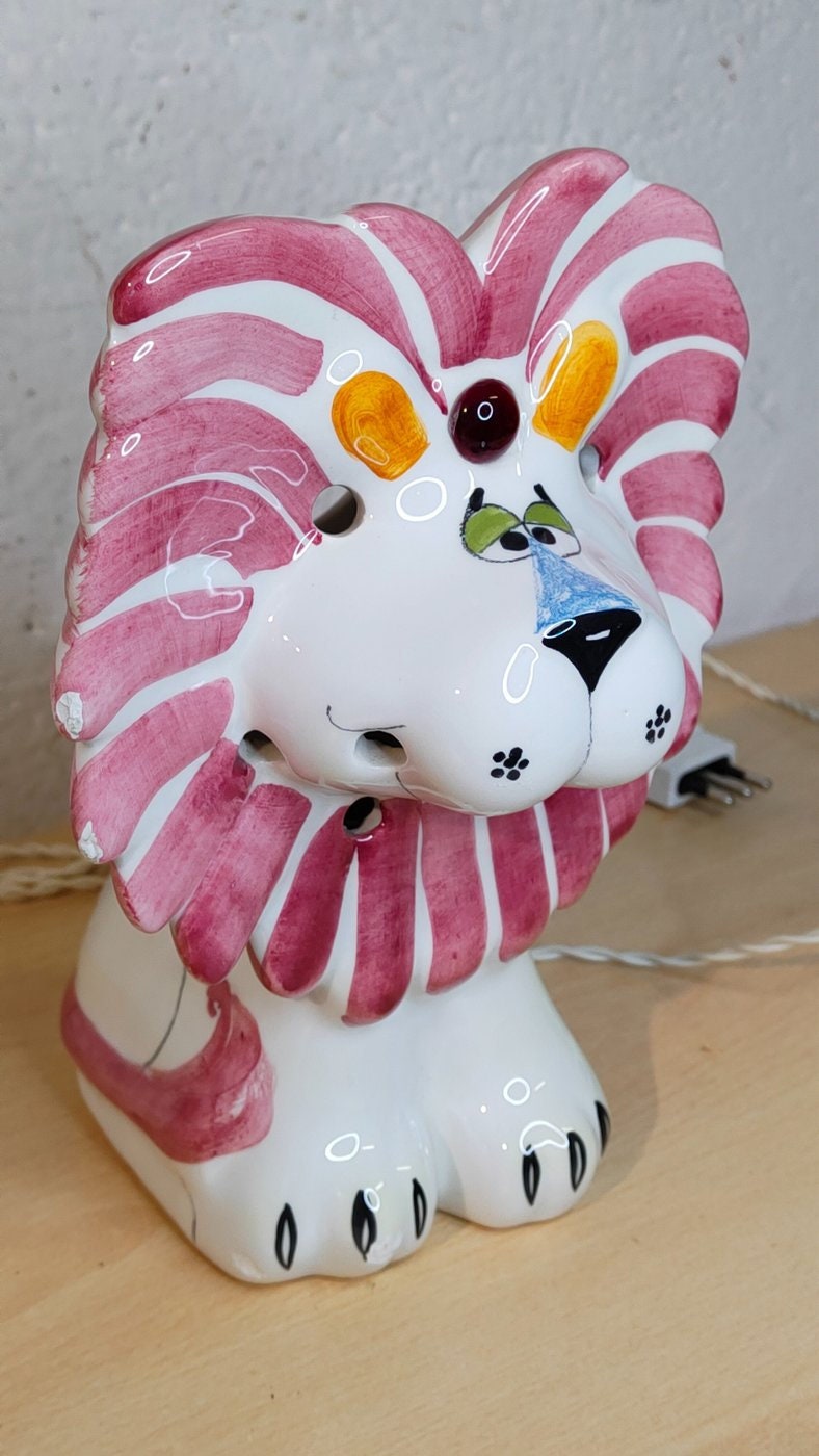 Lampada in Ceramica a Forma di Leone - Artigianato Italiano