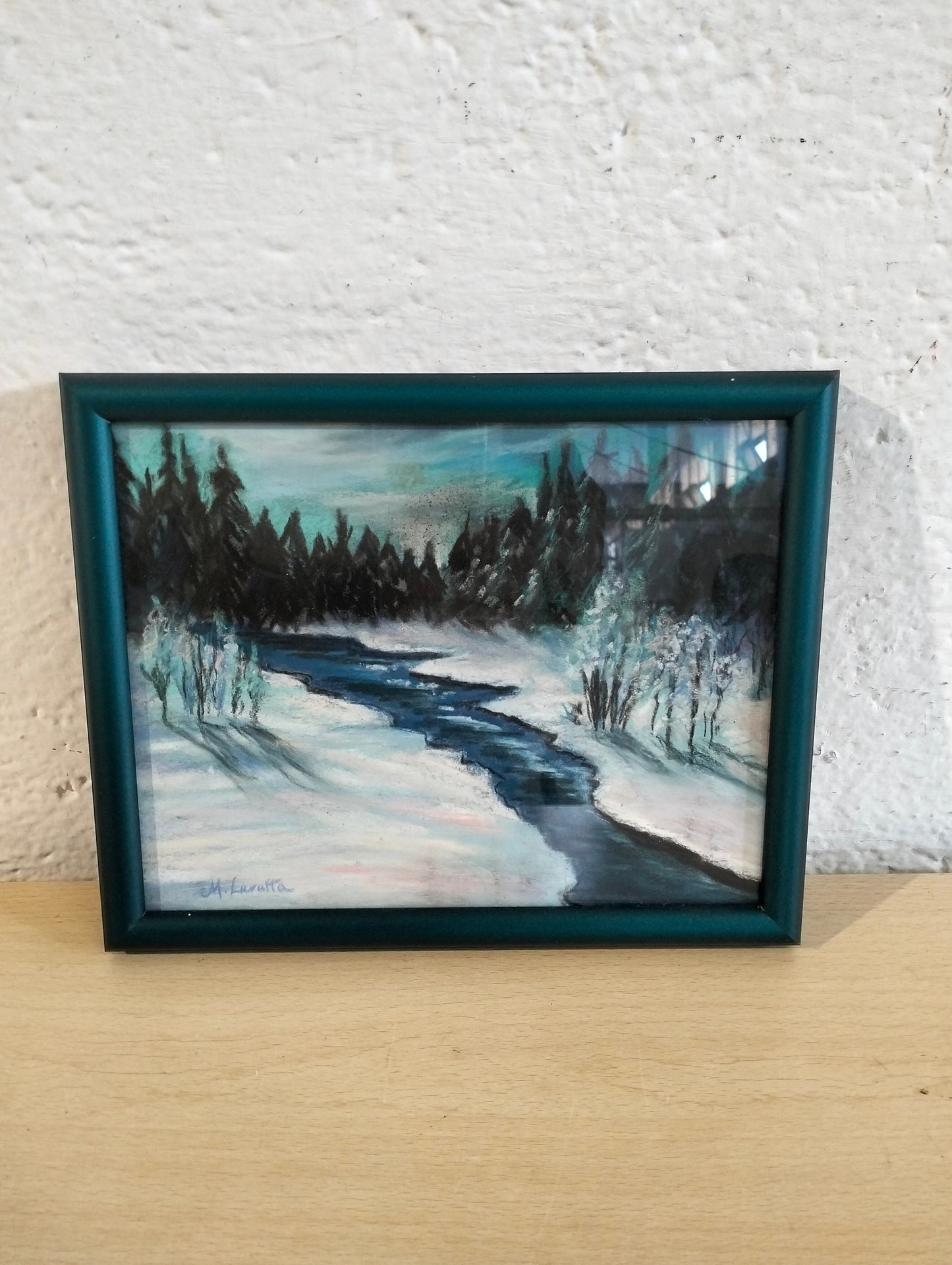 River and snow painting by M.Lanatta
