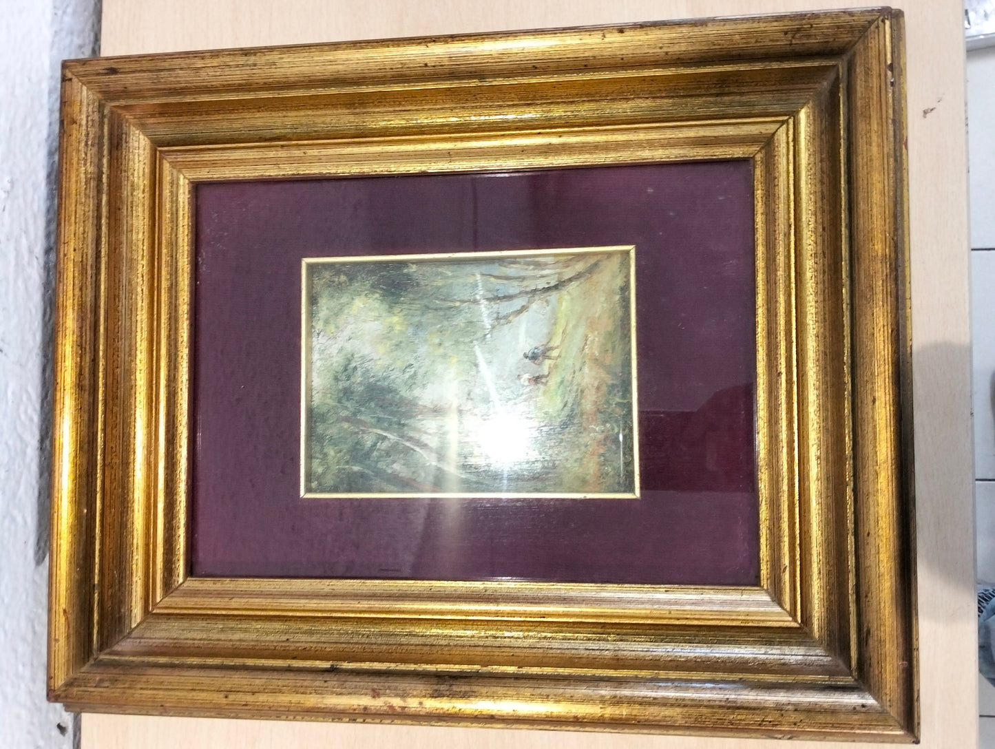 Quadro dipinto a mano con cornice dorata