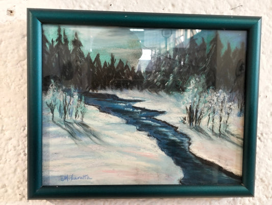 Quadro fiume e neve M.Lanatta