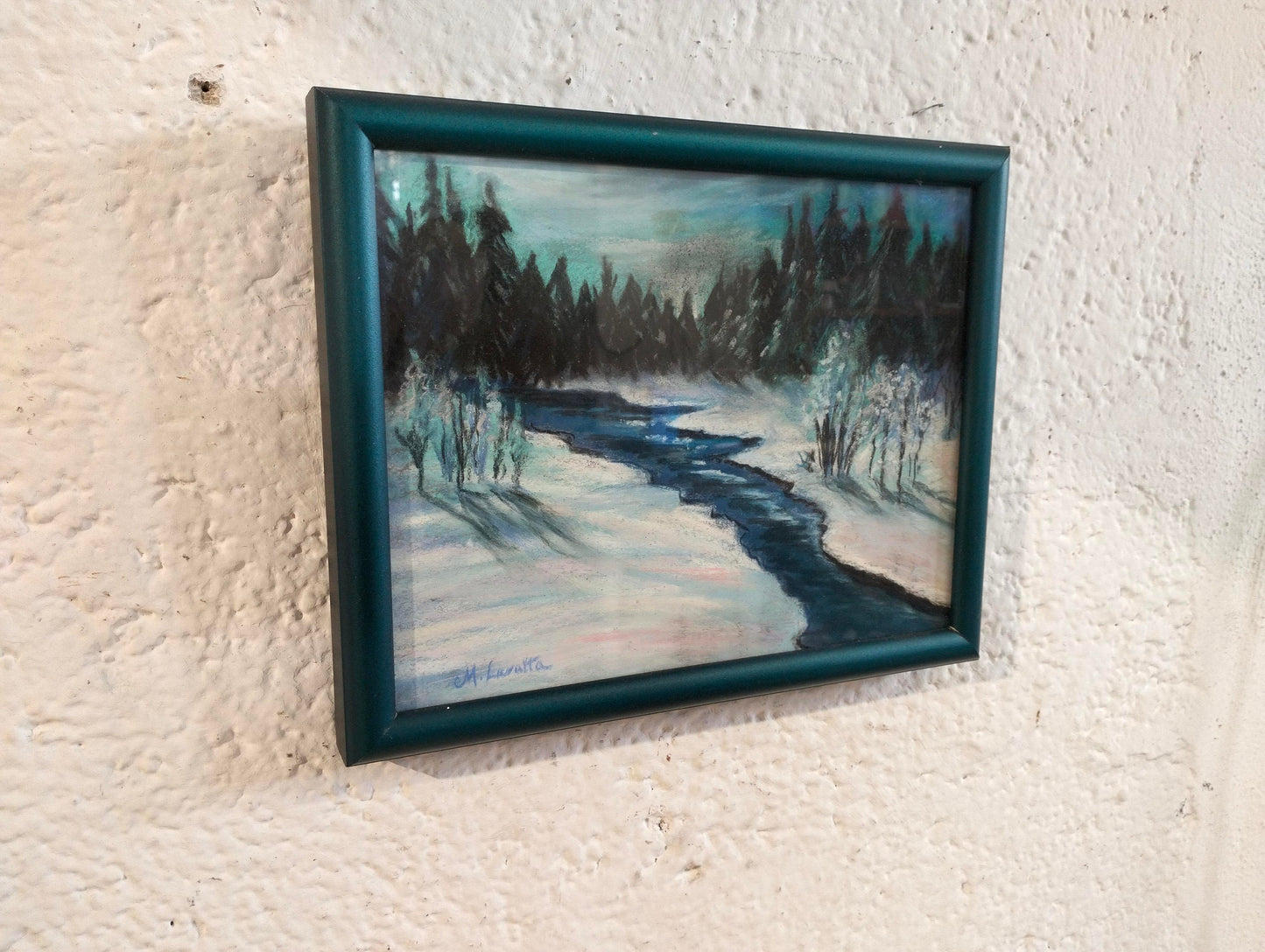 River and snow painting by M.Lanatta