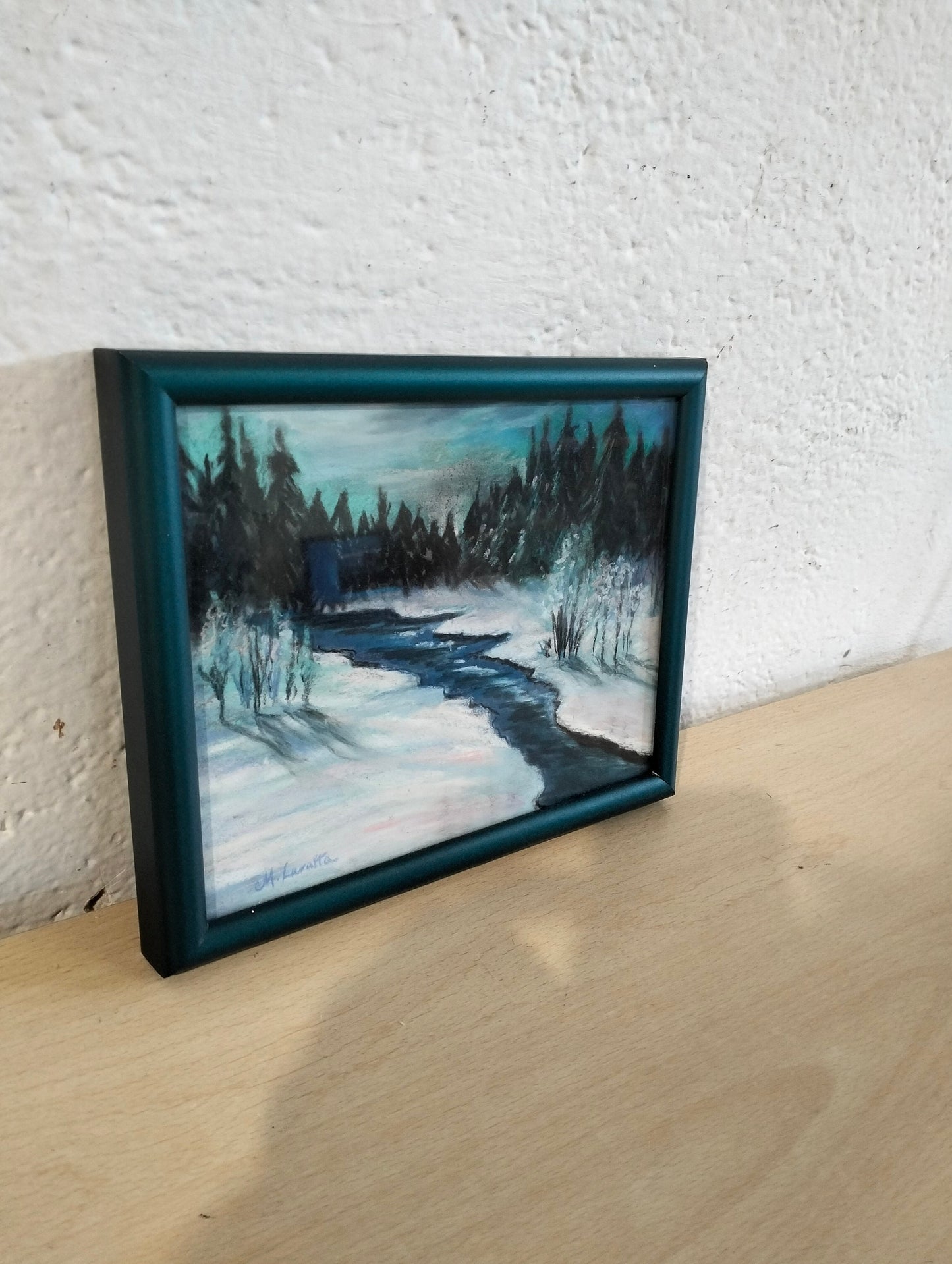 River and snow painting by M.Lanatta
