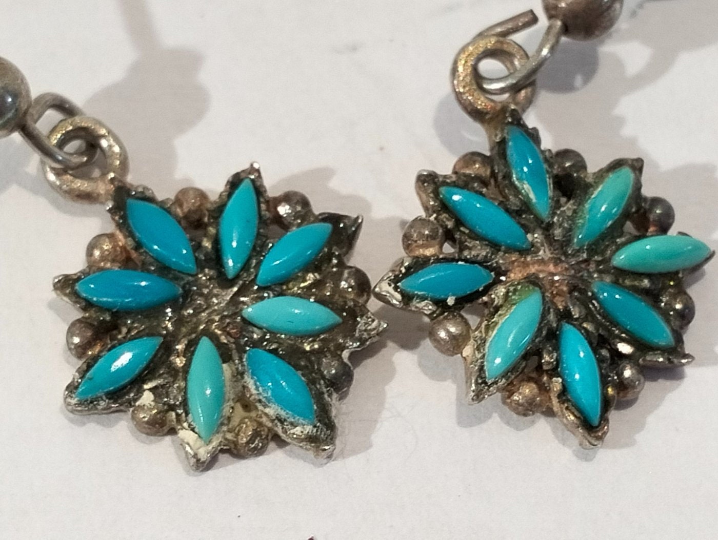 Coppia di Orecchini Vintage in Argento 925 - Fiori Artigianalmente Realizzati