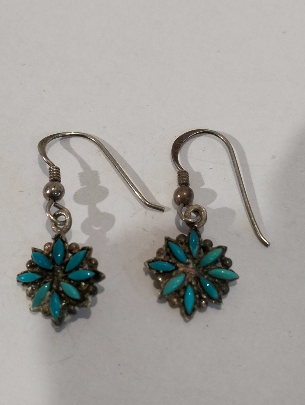 Coppia di Orecchini Vintage in Argento 925 - Fiori Artigianalmente Realizzati