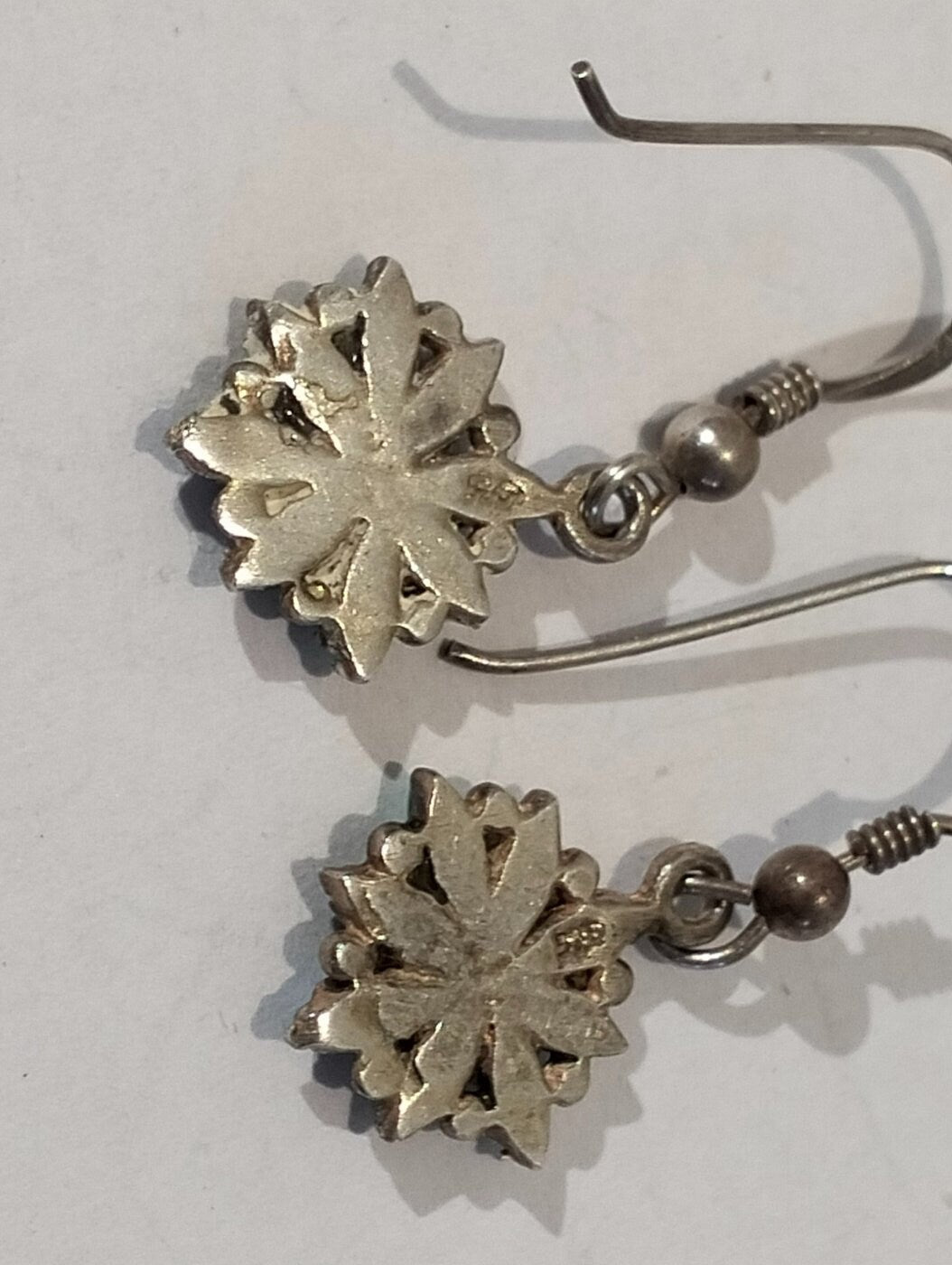 Coppia di Orecchini Vintage in Argento 925 - Fiori Artigianalmente Realizzati