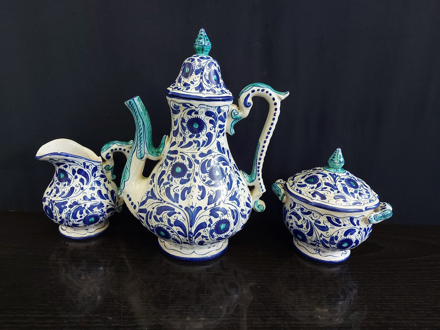 servizio caffè completo con teiera lattiera,  zuccheriera vintage