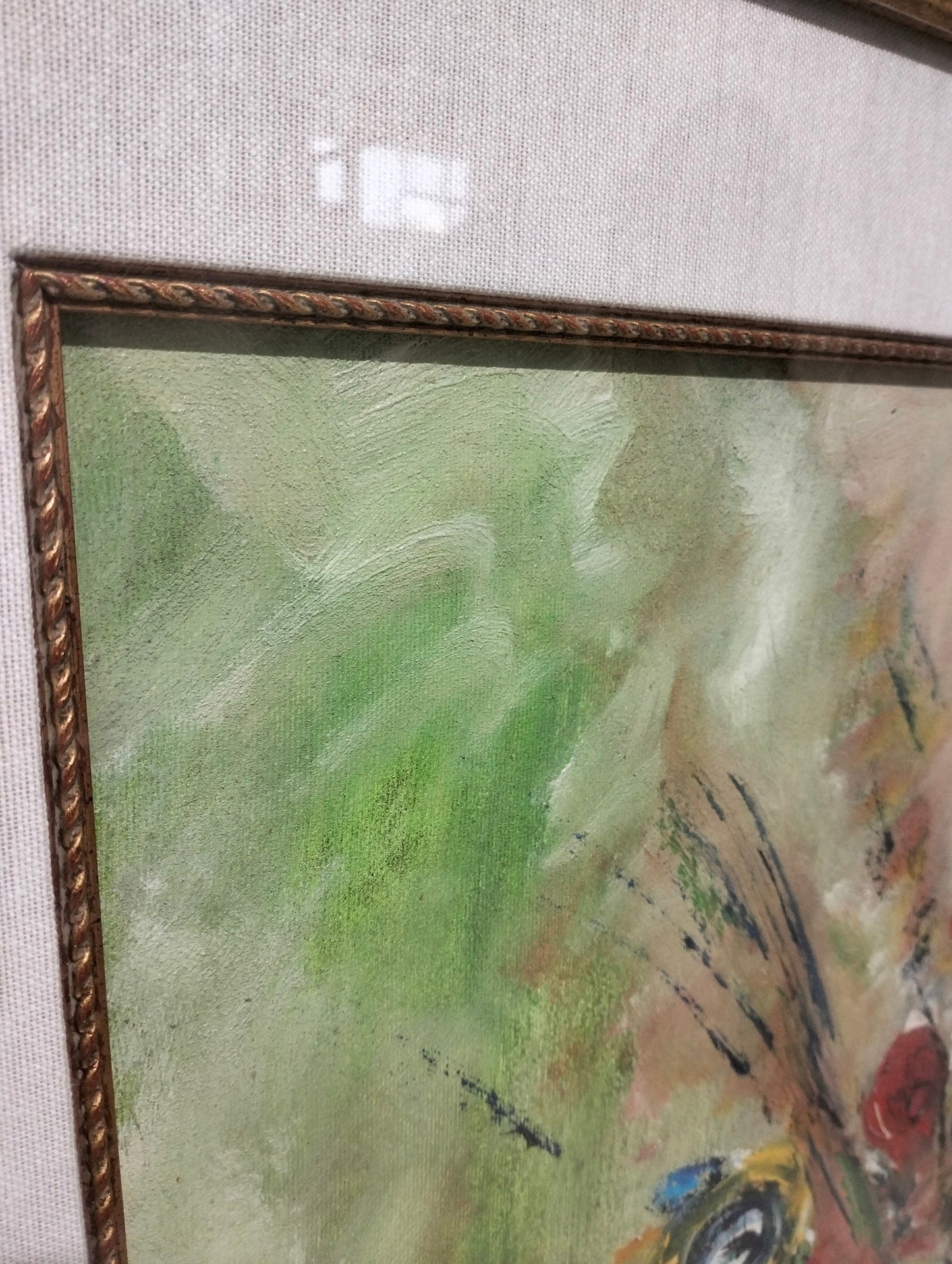 Quadro dipinto a mano vaso con fiori colorati