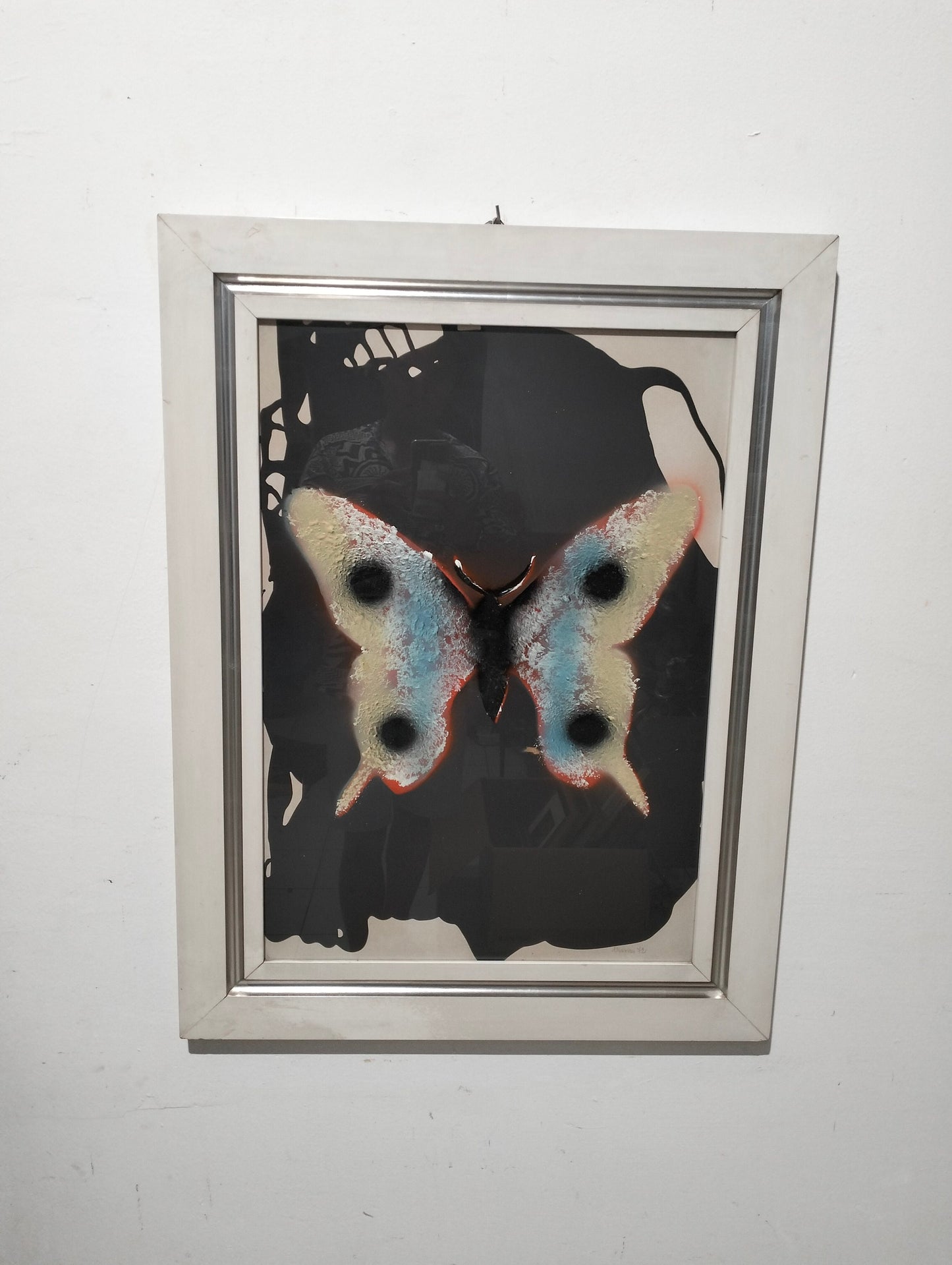 Quadro Dipinto a Mano con Farfalla del 1972