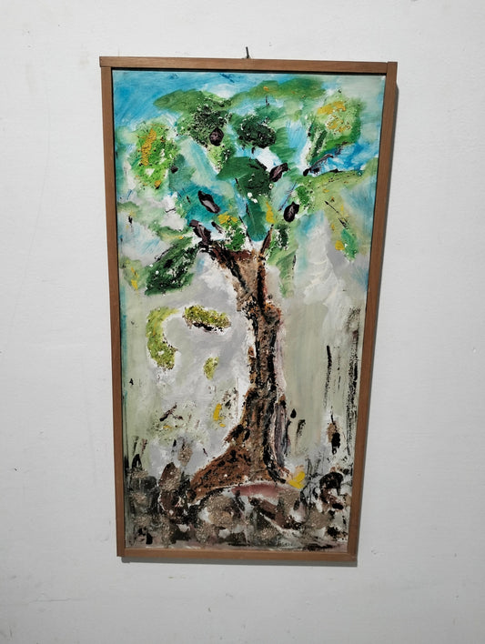 Quadro dipinto a mano albero in rilievo