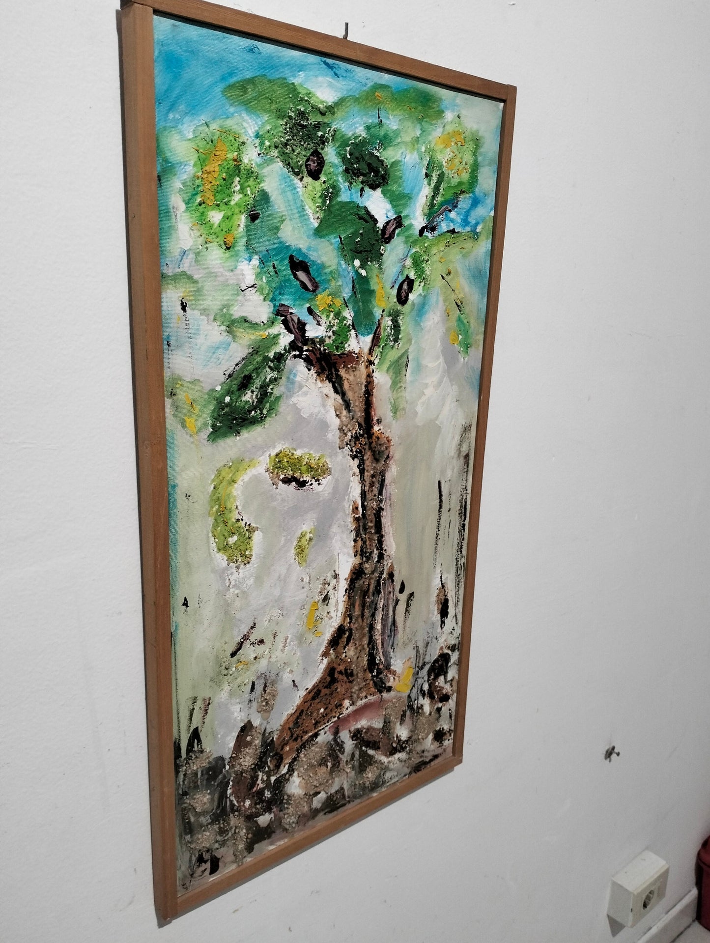 Quadro dipinto a mano albero in rilievo