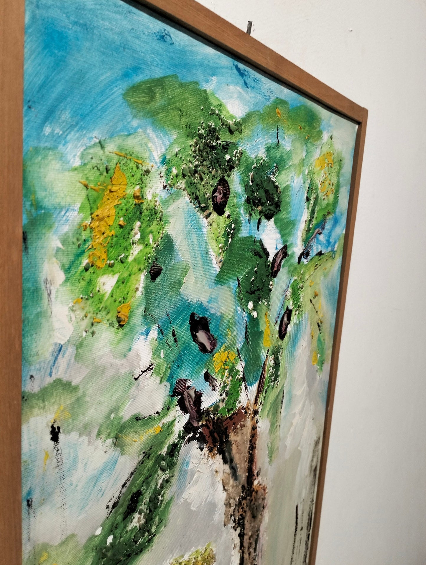 Quadro dipinto a mano albero in rilievo