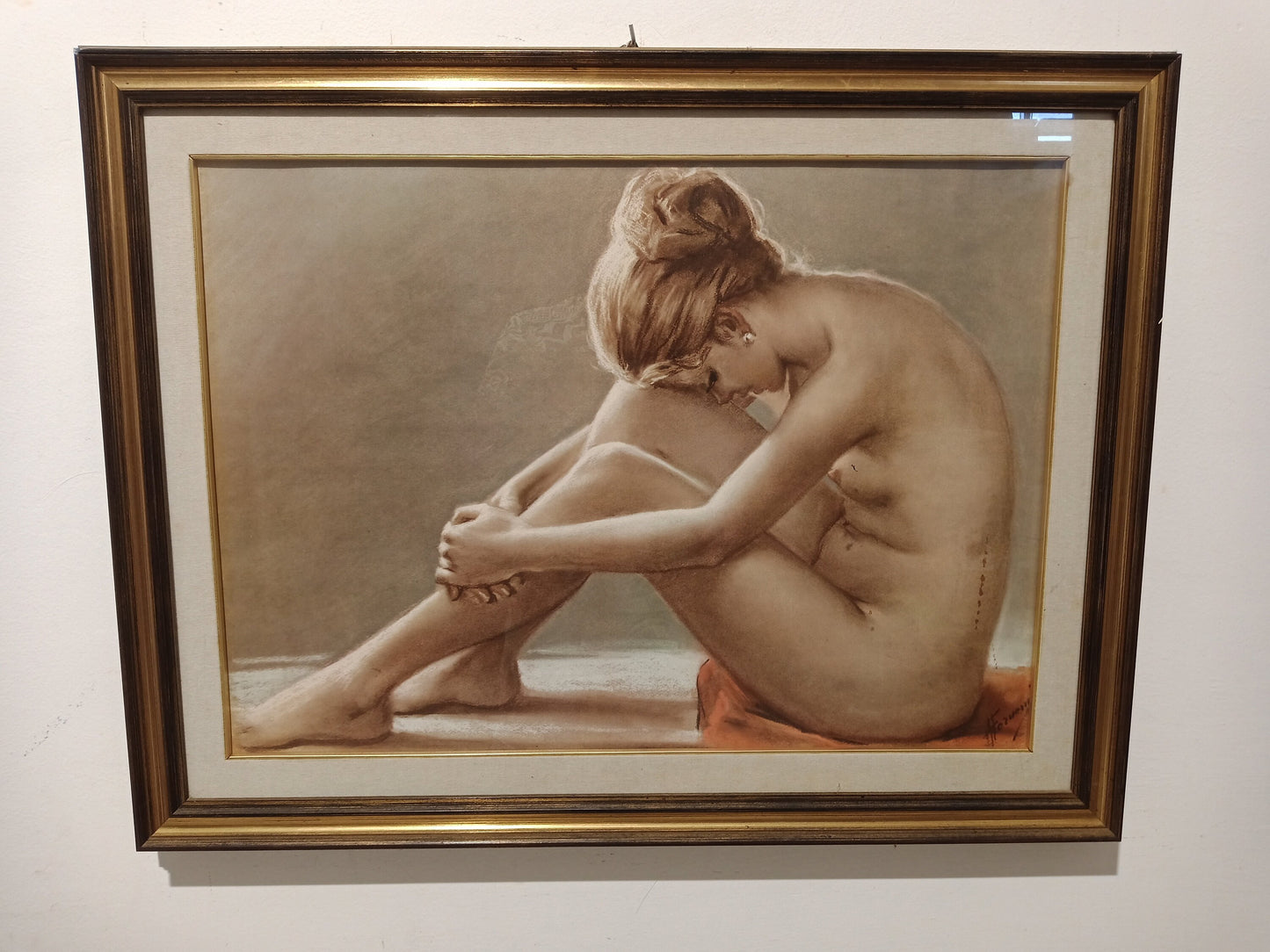 Quadro dipinto nudo di una donna seduta