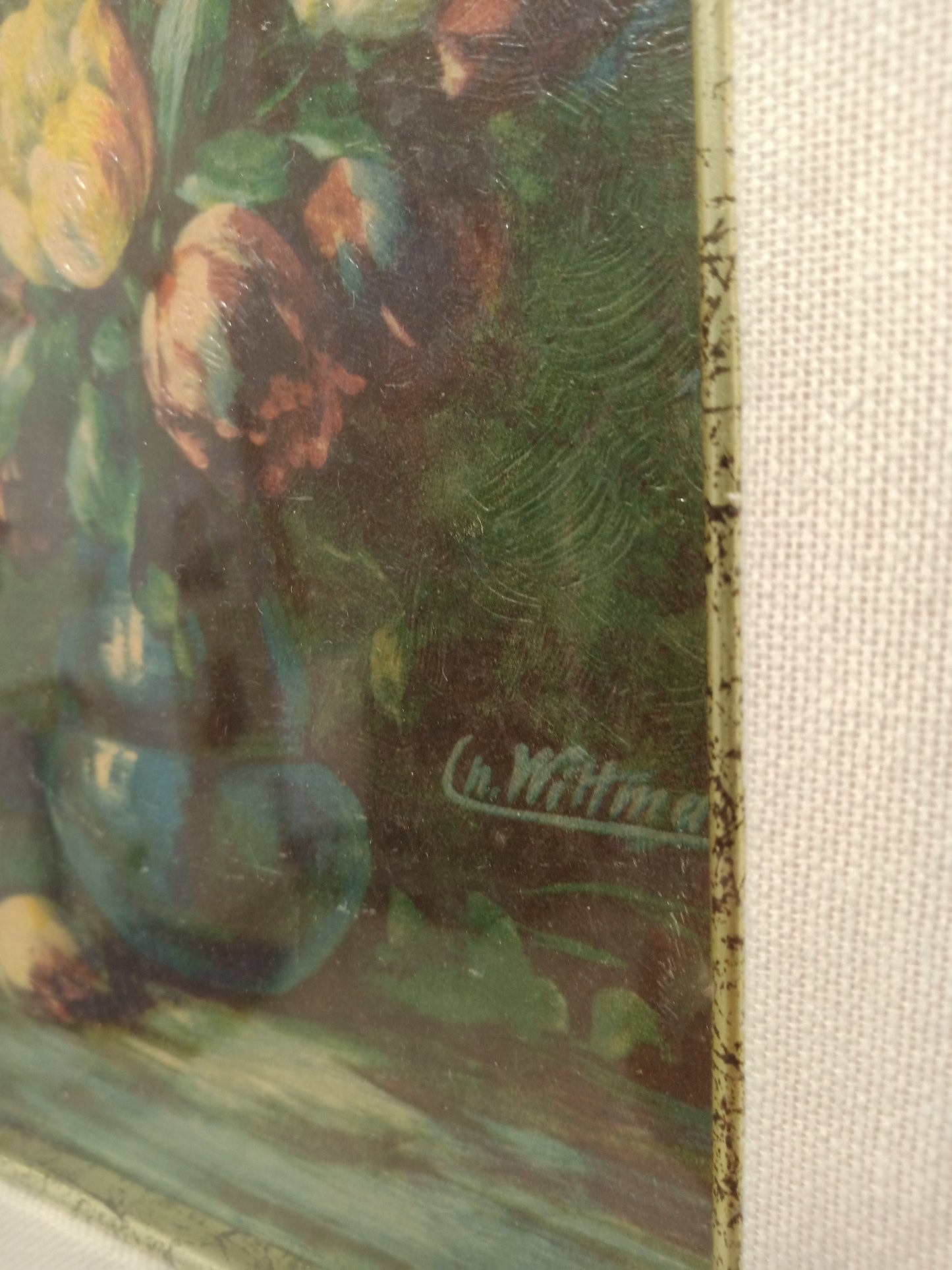 Quadro a olio vaso con rose