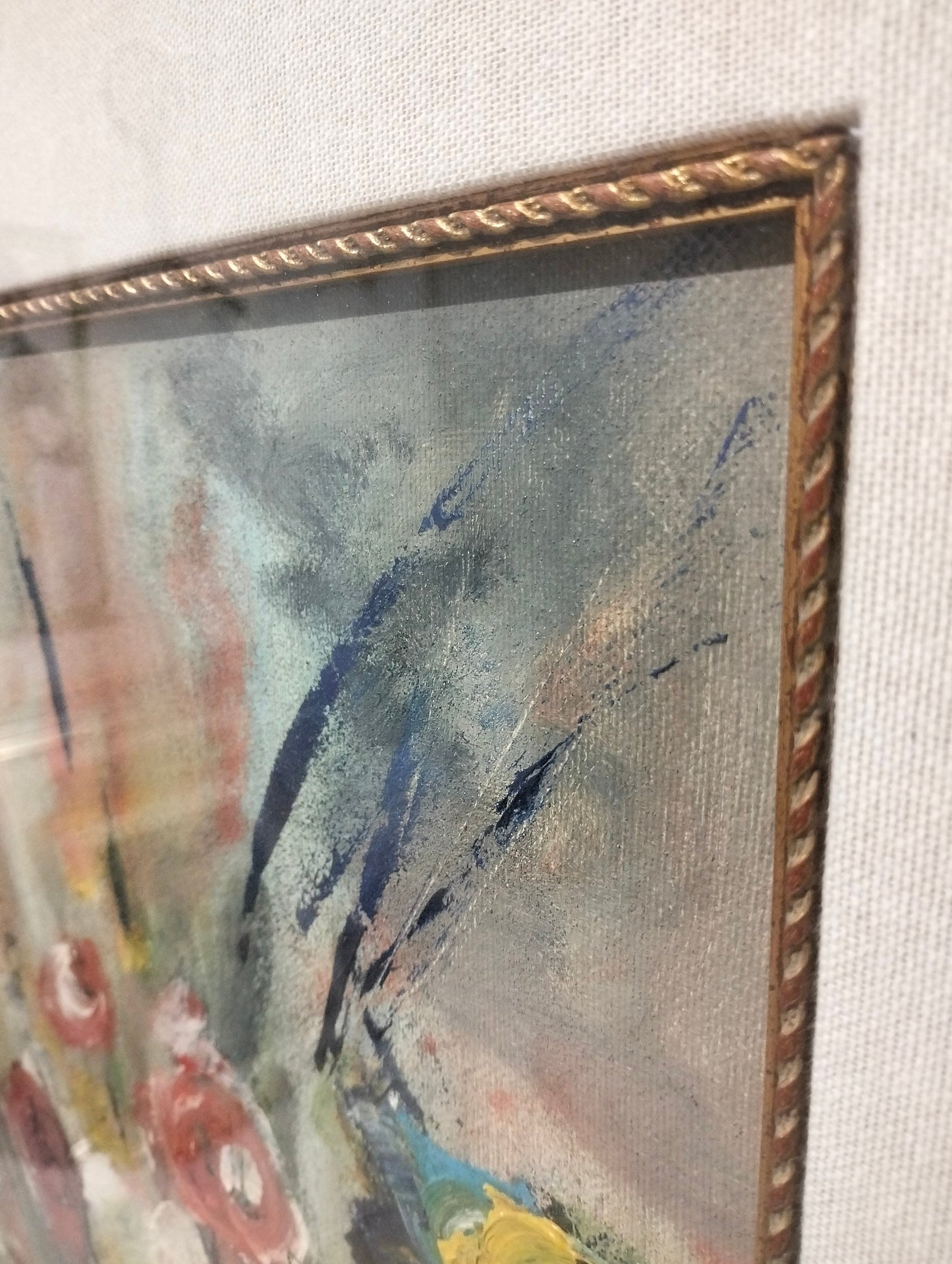 Quadro dipinto a mano vaso con fiori colorati
