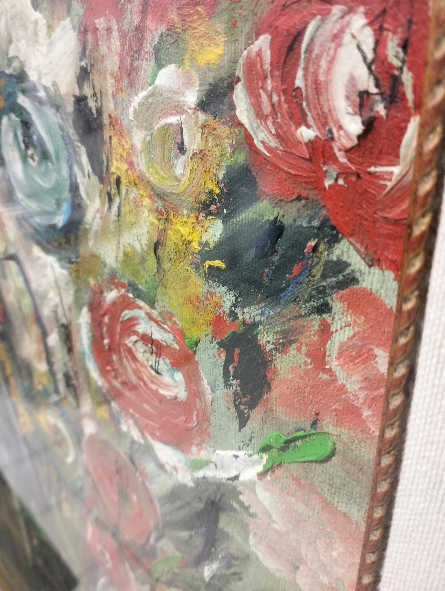 Quadro dipinto a mano vaso con fiori colorati