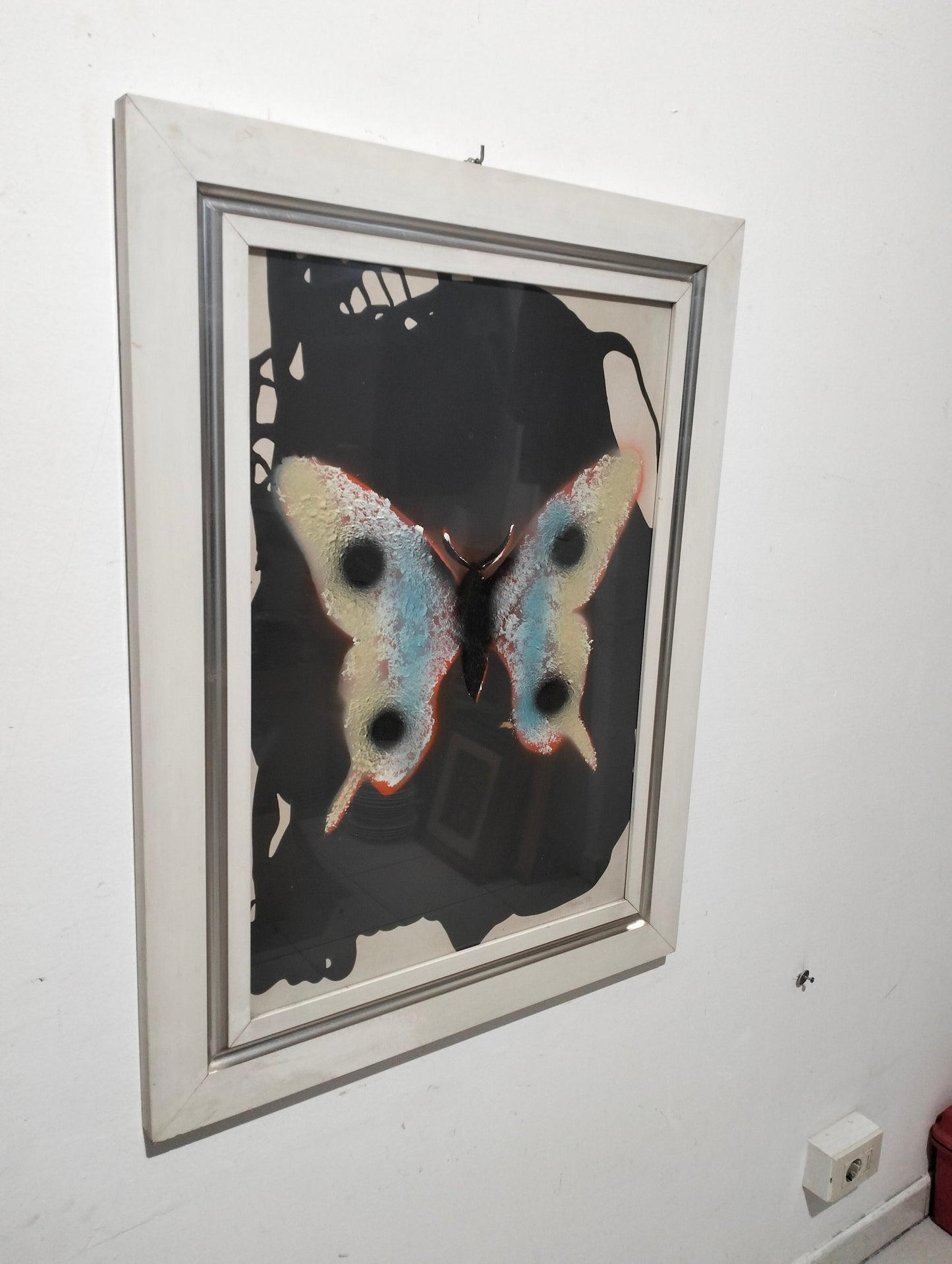 Quadro Dipinto a Mano con Farfalla del 1972