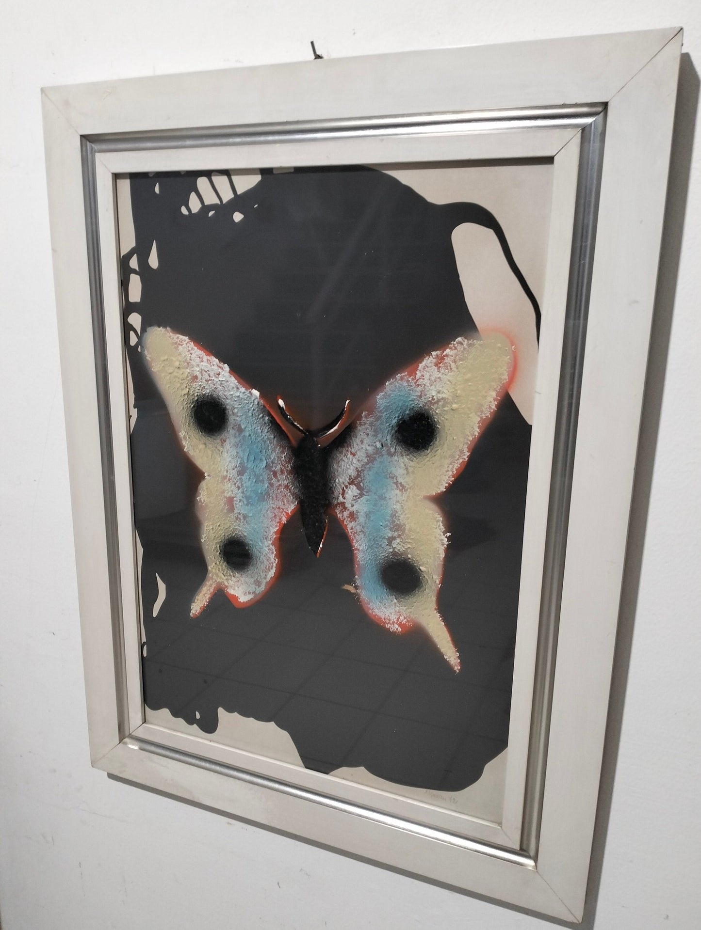 Quadro Dipinto a Mano con Farfalla del 1972