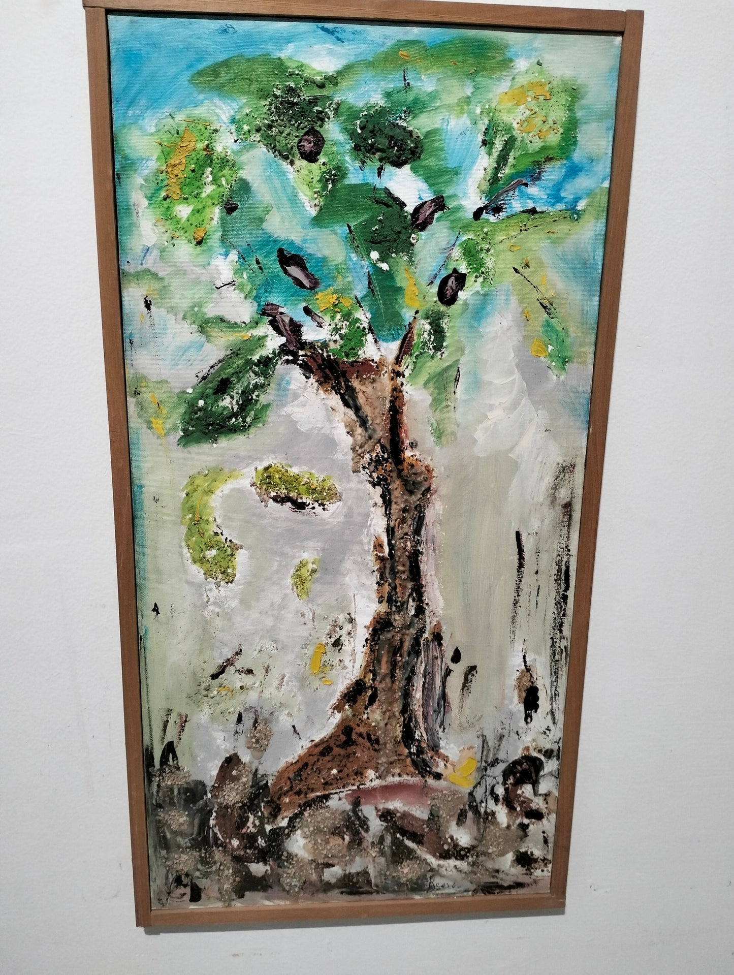 Quadro dipinto a mano albero in rilievo