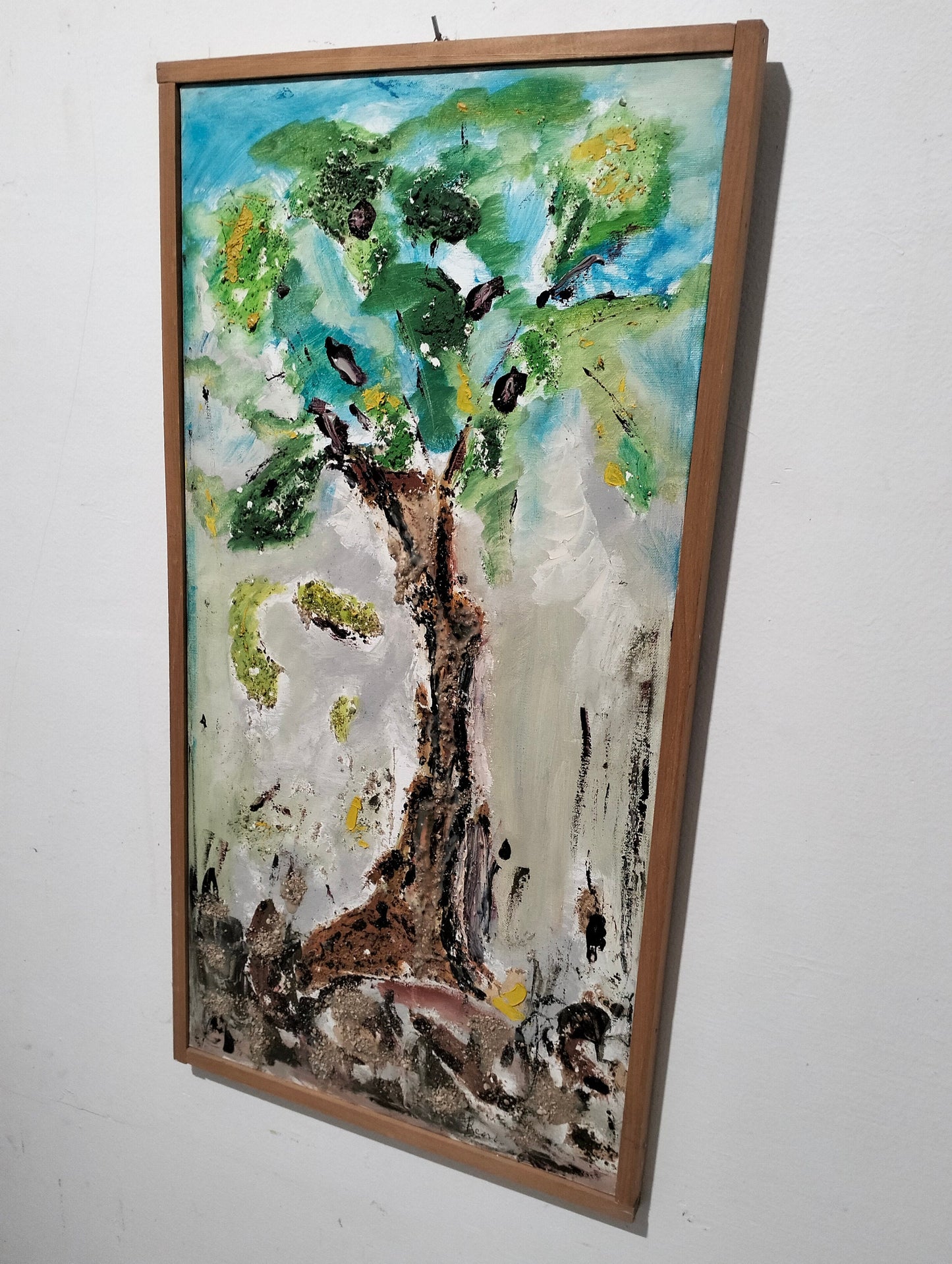 Quadro dipinto a mano albero in rilievo