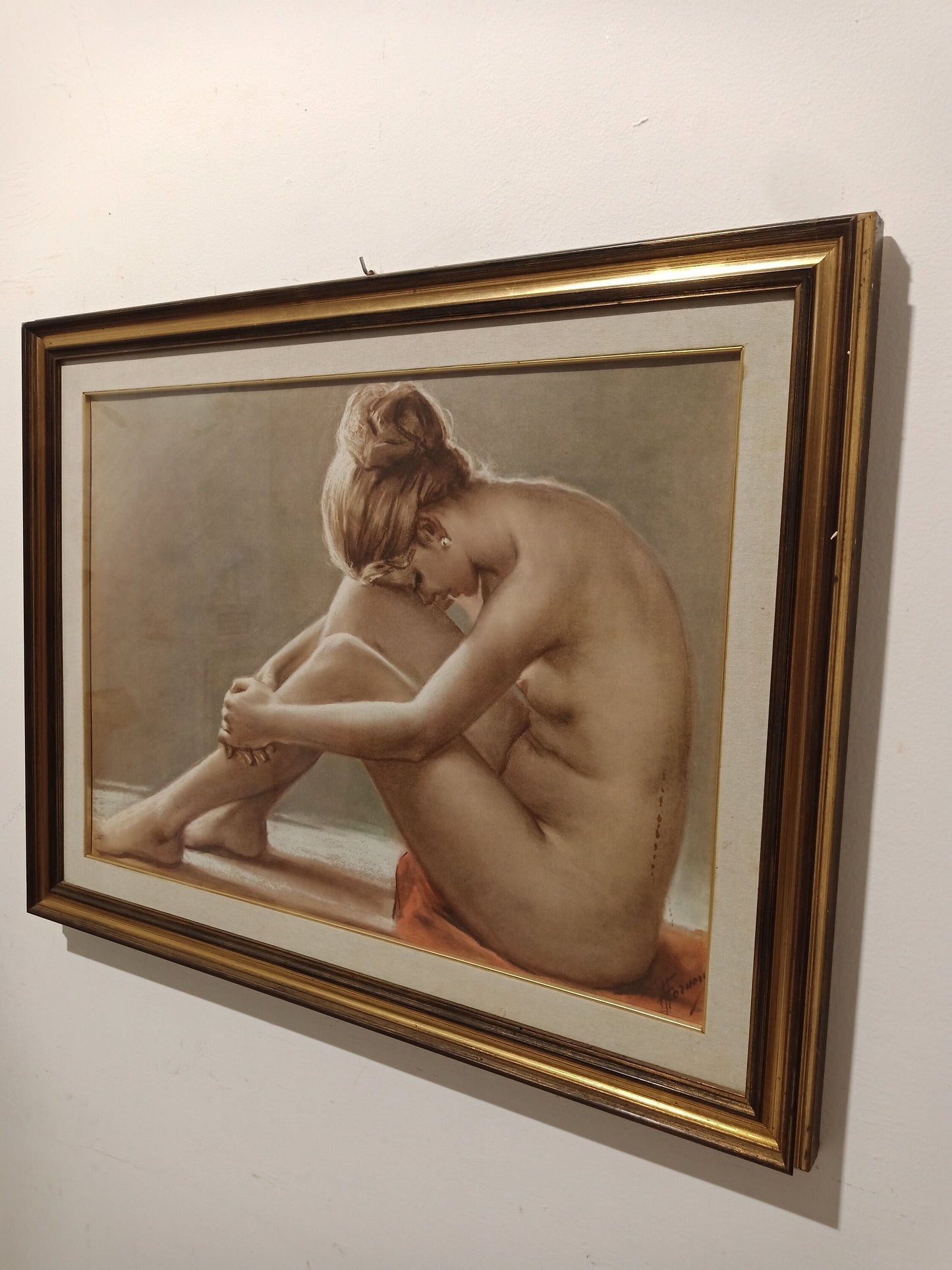 Quadro dipinto nudo di una donna seduta