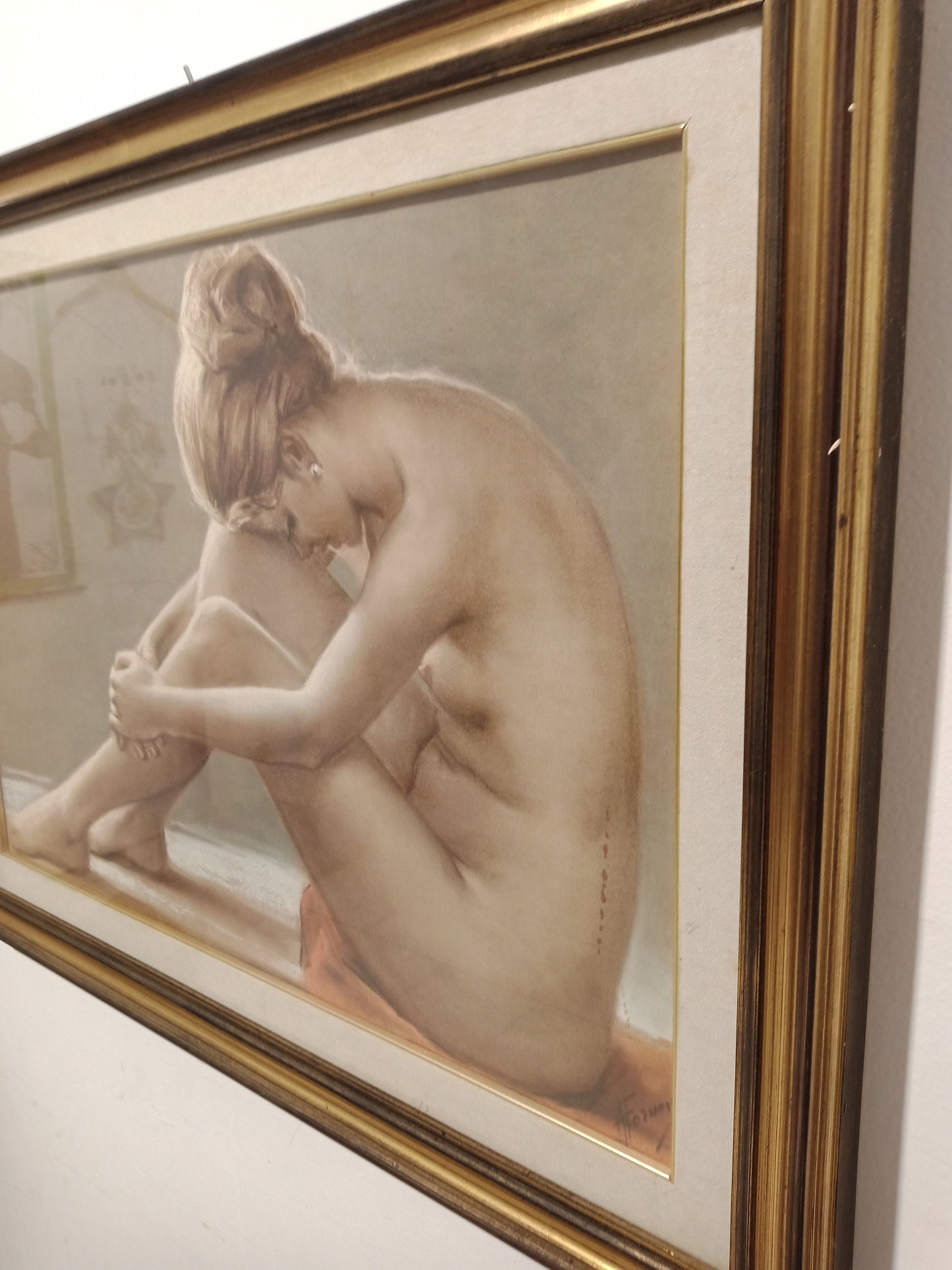 Quadro dipinto nudo di una donna seduta