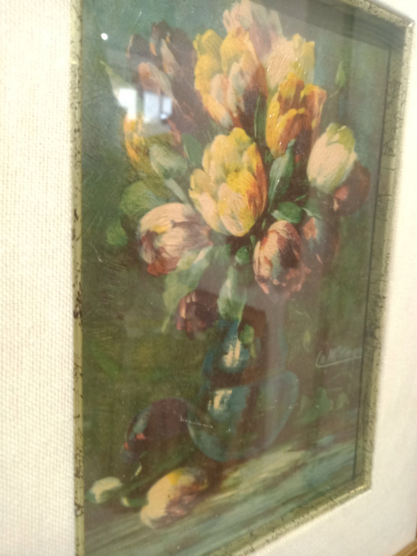 Quadro a olio vaso con rose