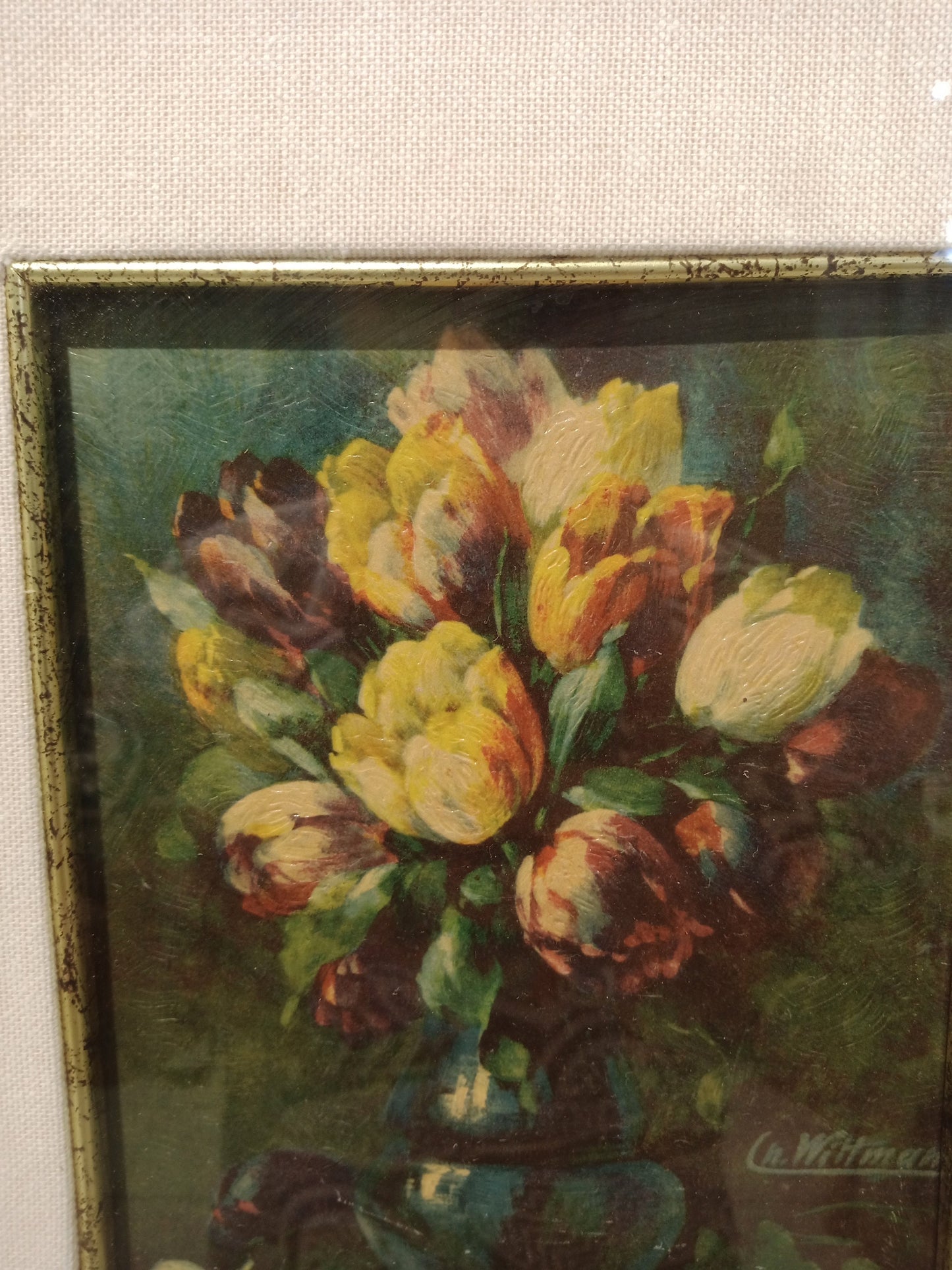 Quadro a olio vaso con rose