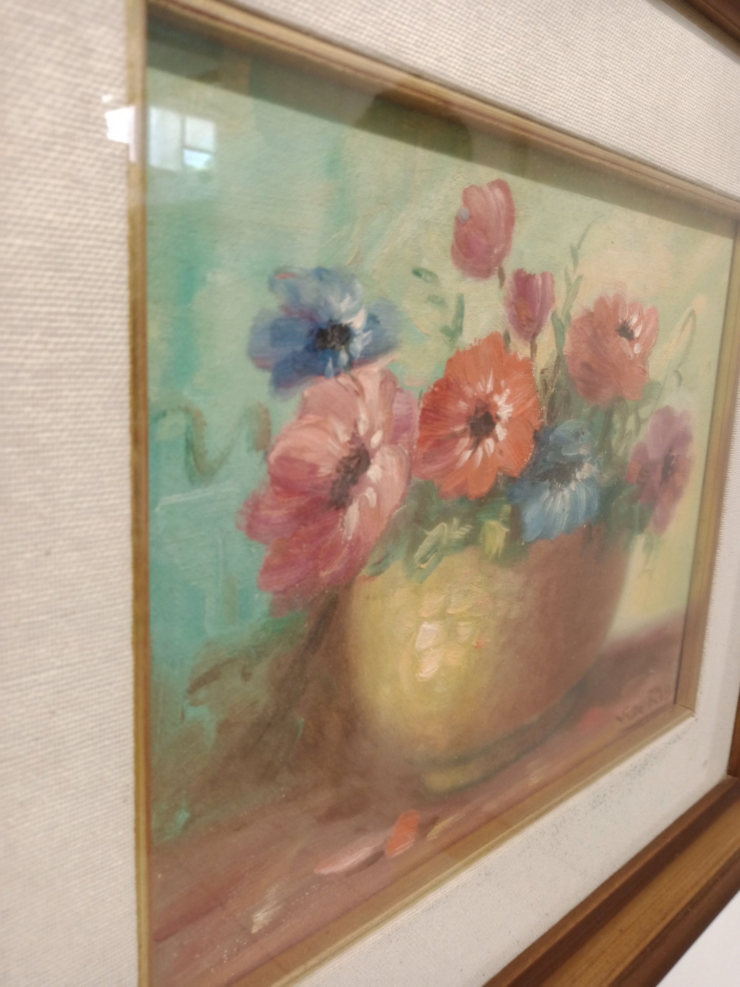 Quadro dipinto vaso con fiori