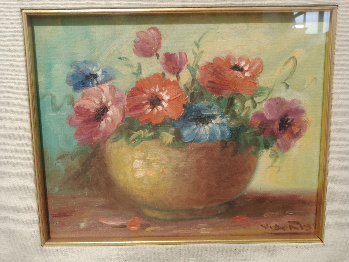 Quadro dipinto vaso con fiori