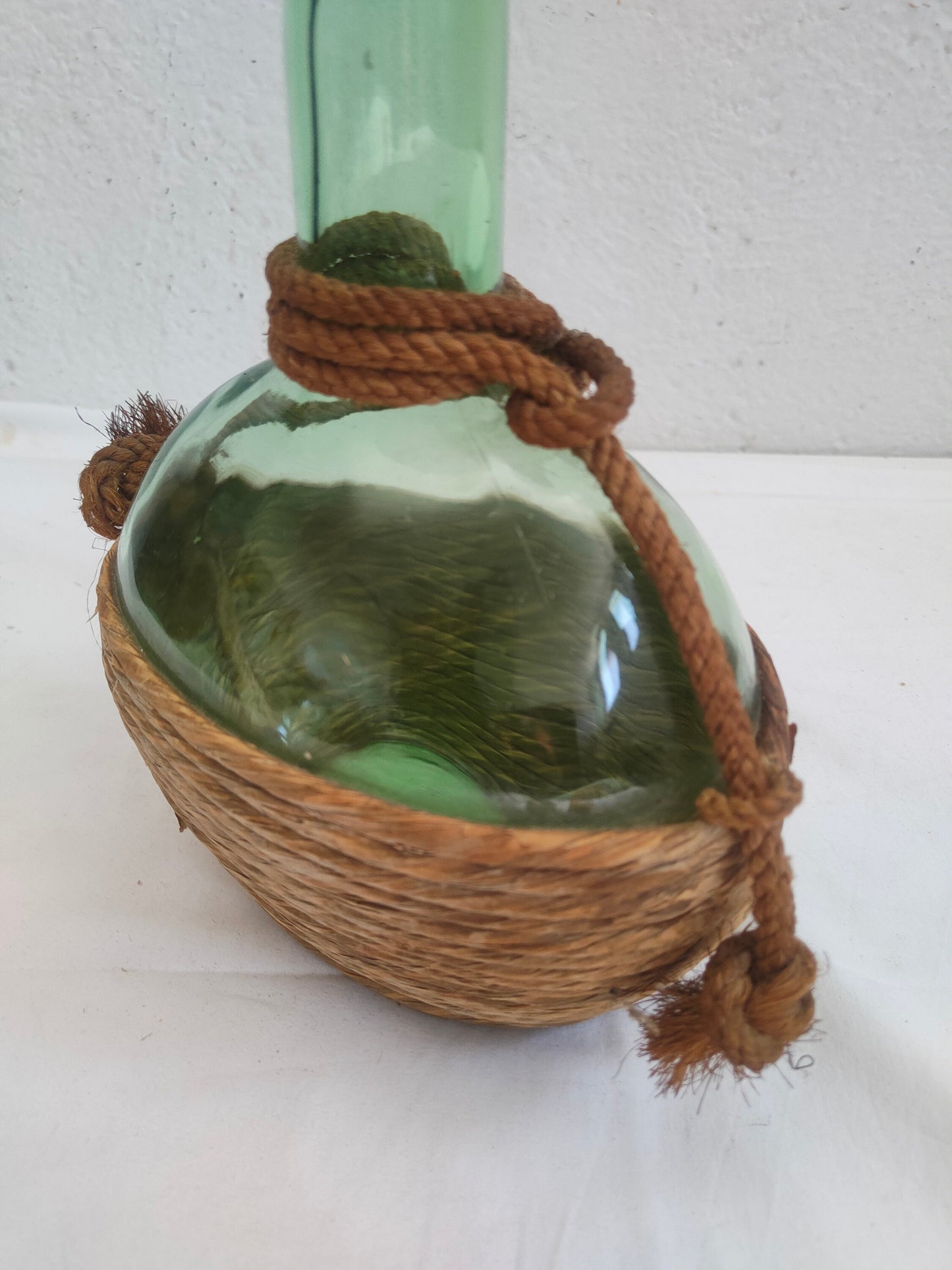 Bottiglia fiasca vintage con tappo in sughero vetro verde