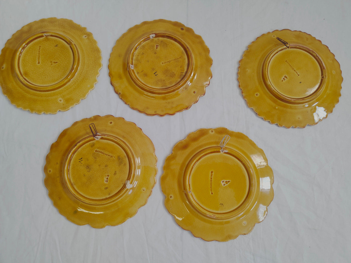Piatti Decorativi da Parete Dipinti a Mano - Set di 4 Piatti Gialli con Frutta e Verdura