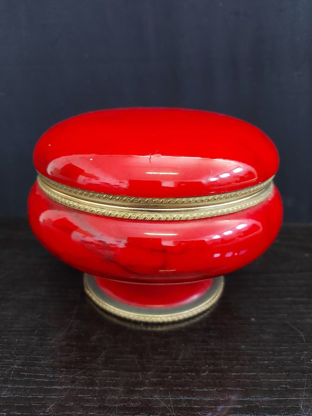 Scatola Porta Gioie Alabastro Ottone Rosso Made in Italy - Conserva e Proteggi i Tuoi Tesori - Artigianato Italiano di Qualità