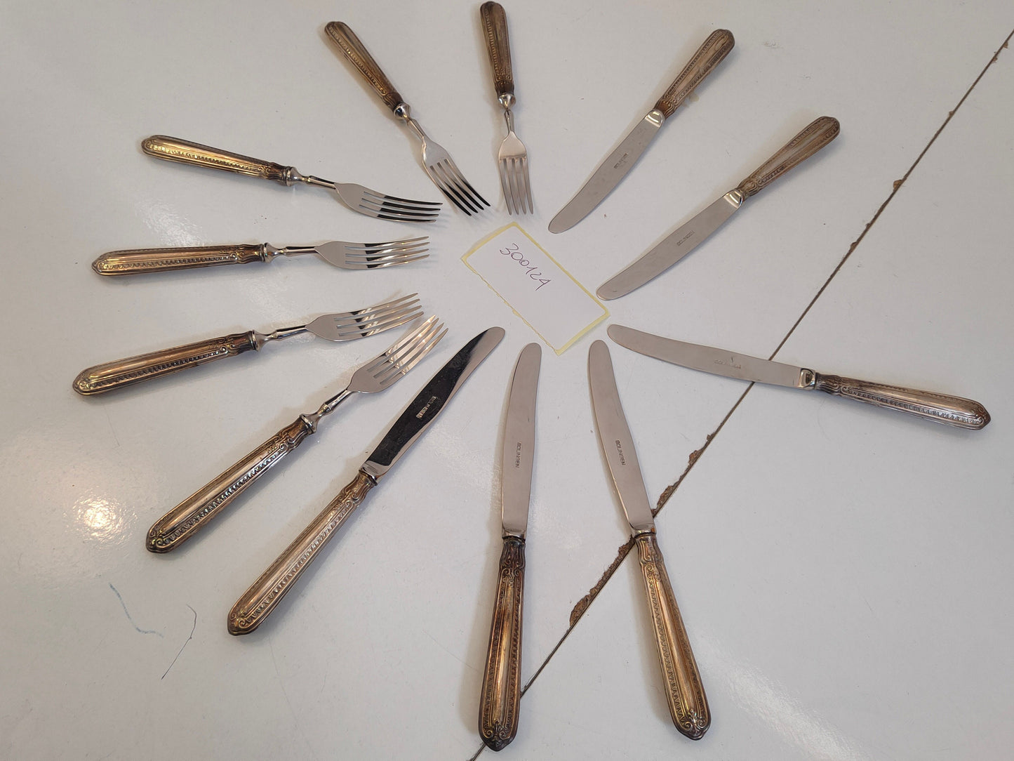 Set di 6 Forchette e 6 Coltelli Vintage in Argento 800