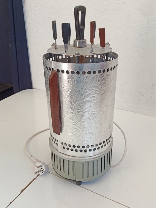 Griglia elettrica verticale vintage in alluminio