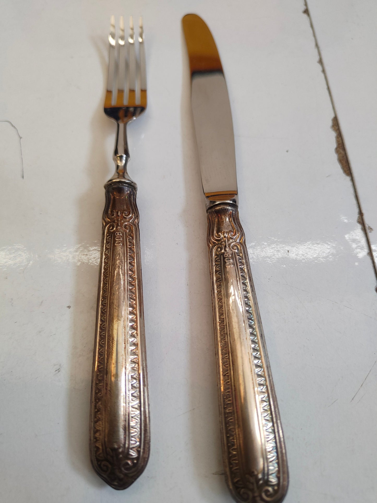 Set di 6 Forchette e 6 Coltelli Vintage in Argento 800