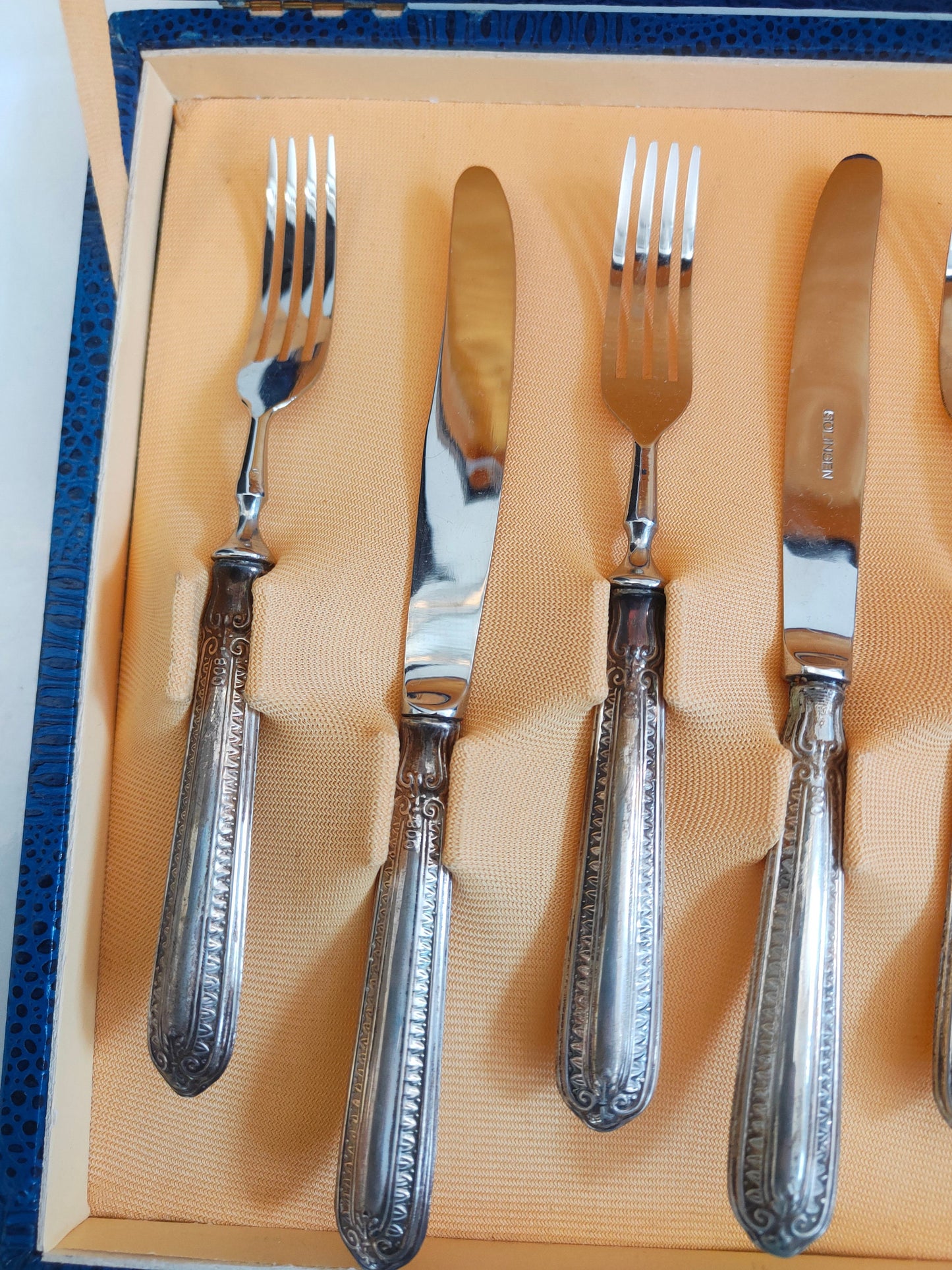 Set di 6 Forchette e 6 Coltelli Vintage in Argento 800