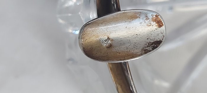 Bellissima Posacenere in Cristallo Art Nouveau Molato Anni 50/60 con Bordo in Argento 800