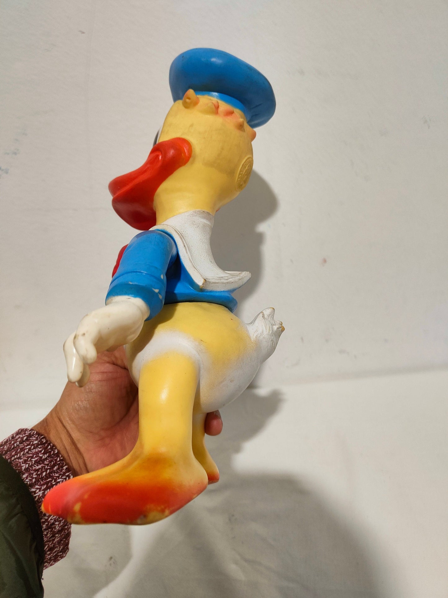 Paperino Vintage Disney Rubber Squeek Toy Ledra plastica made in Italy (28x17x12 cm)