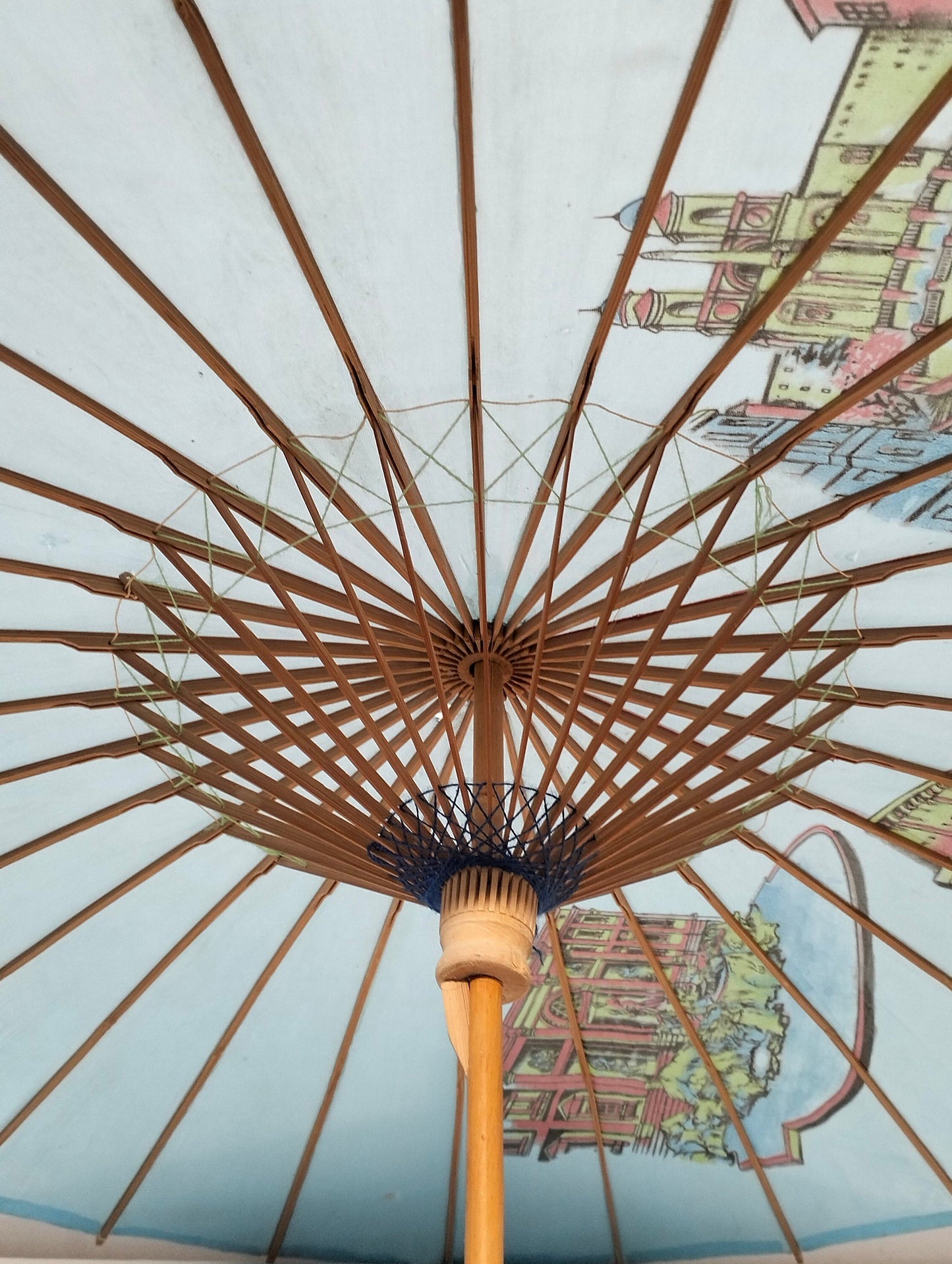 Ombrello vintage con raffigurazione dei monumenti di Roma (diametro 85 cm)