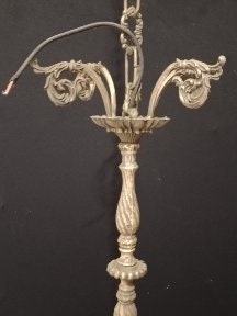 Lampadario francese a tenda e borsa in ottone/bronzo con cristalli - Un vero colpo d'occhio!