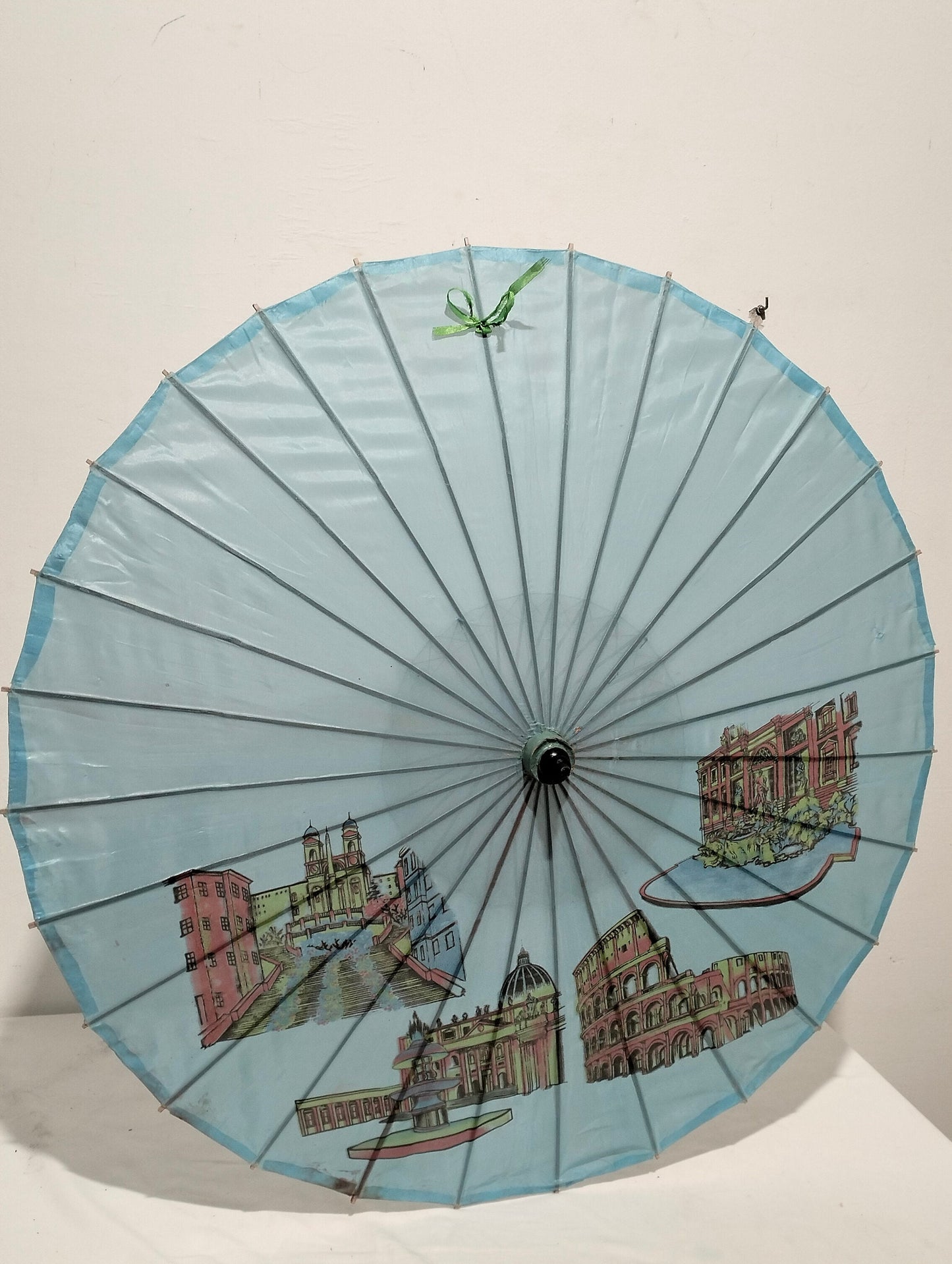 Ombrello vintage con raffigurazione dei monumenti di Roma (diametro 85 cm)