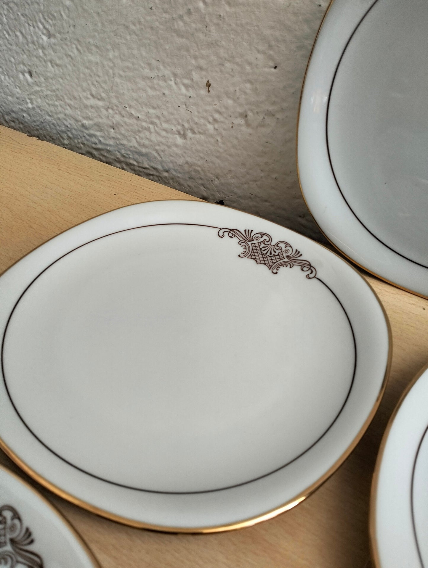 Set di 5 Piatti Vintage Winterling Bavaria con Bordo Dorato 18,50 x 18,50 cm