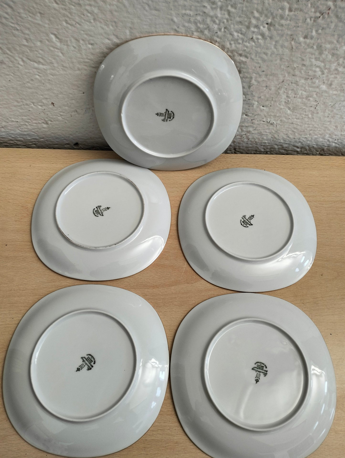 Set di 5 Piatti Vintage Winterling Bavaria con Bordo Dorato 18,50 x 18,50 cm