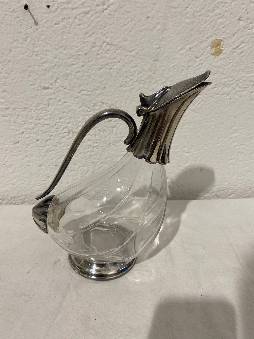 Decanter vintage in vetro e argento placcato