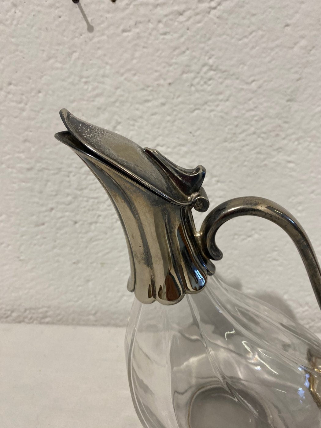 Decanter vintage in vetro e argento placcato