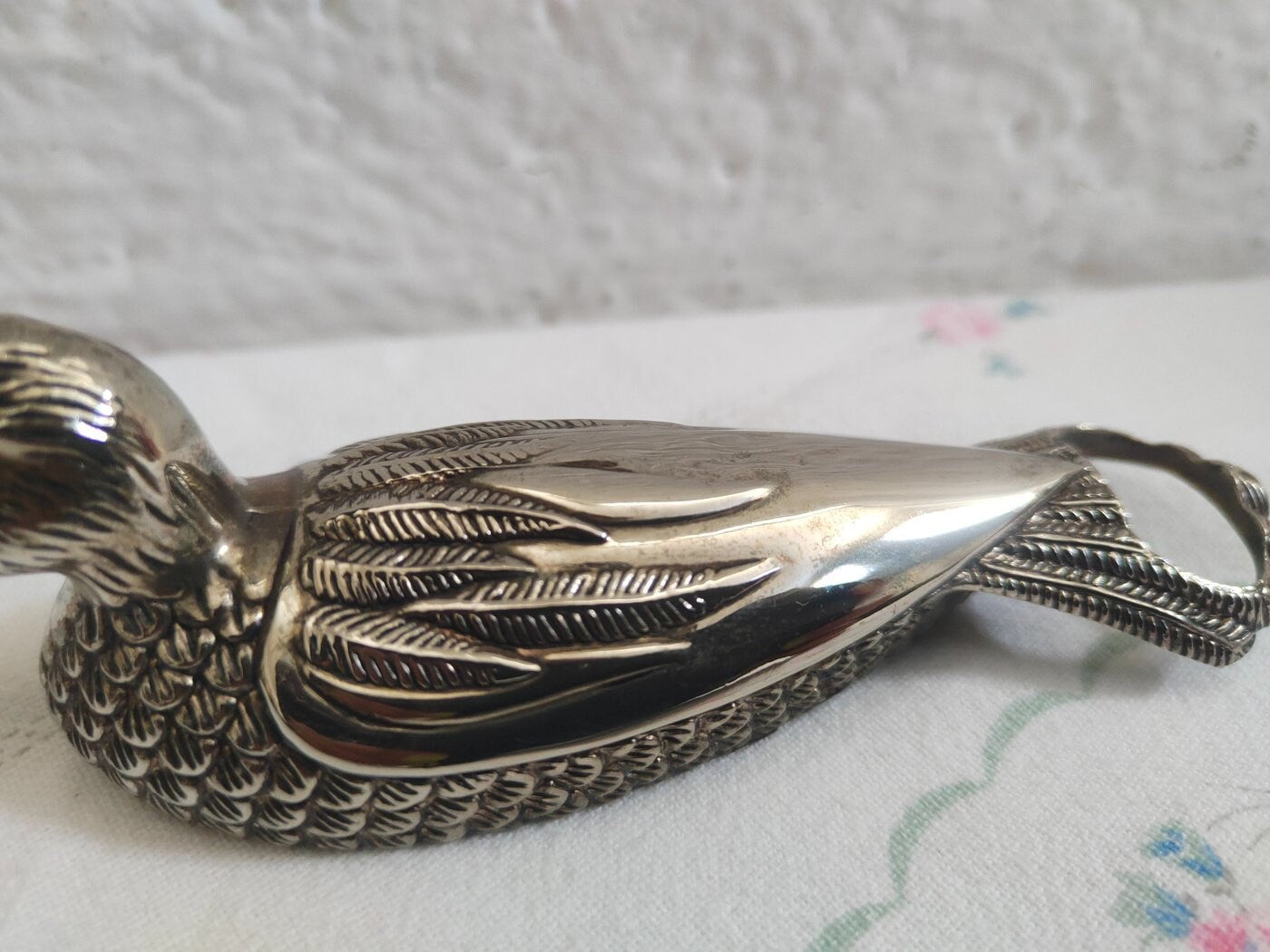 Apribottiglie a forma di anatra placcato argento anni '60