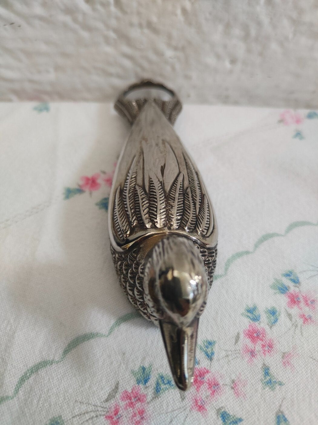Apribottiglie a forma di anatra placcato argento anni '60