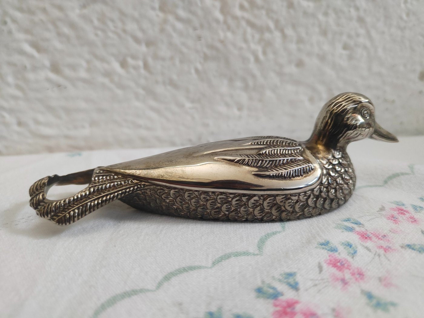 Apribottiglie a forma di anatra placcato argento anni '60