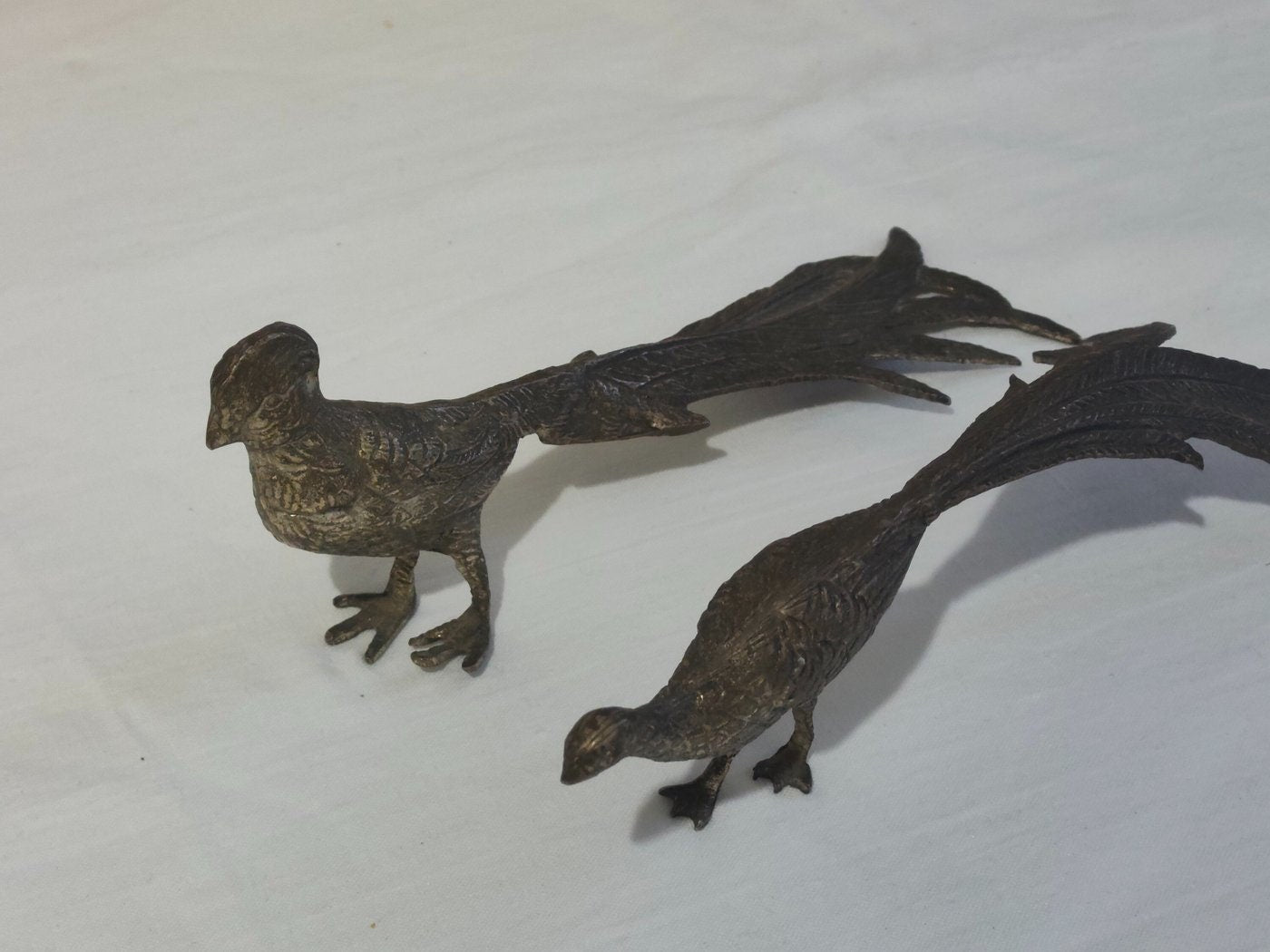Coppia di fagiani in bronzo argentato vintage anni '50 Regalo esclusivo - Regali personalizzati